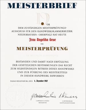 Meisterbrief Angelika