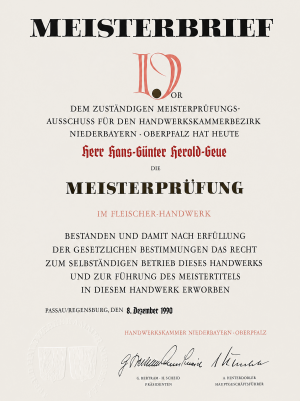 Meisterbrief von Günter
